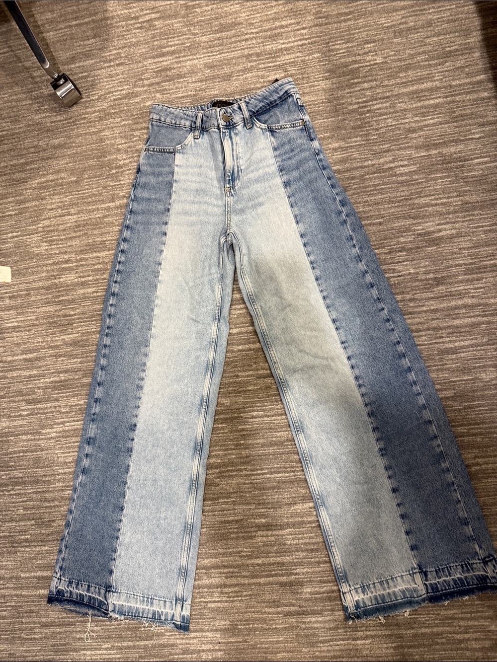 Zara Two-Tone Light and Medium Blue Wide-Leg Jeans